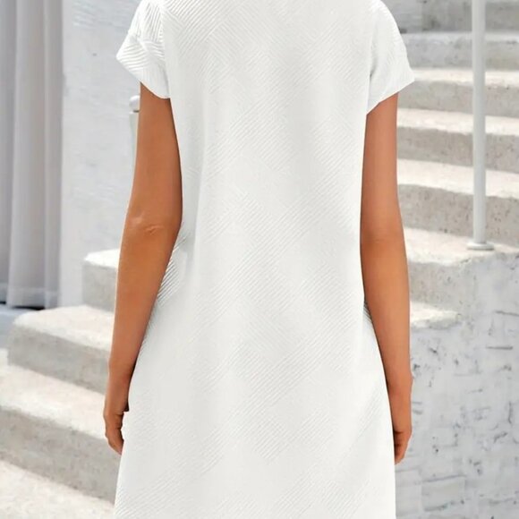 Elegant White Dress with Colorful Stripes - Picture 3 of 4